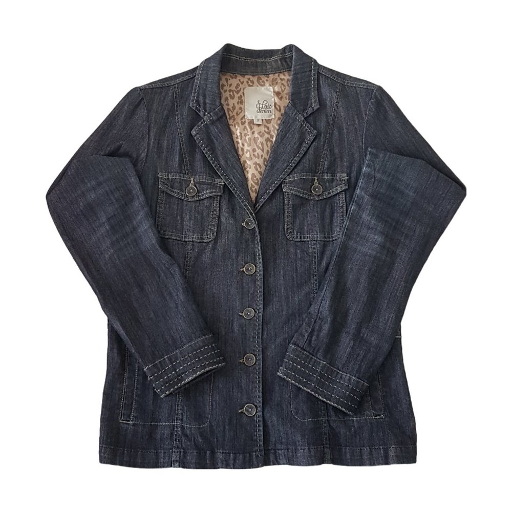 LOIS DENIM Jean Jacket Blazer Small US S Stretch Denim Dark Wash
